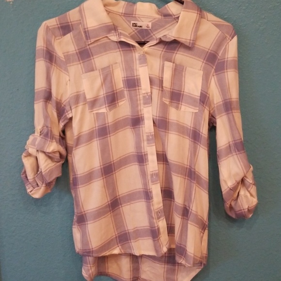 NWT,PLAID LIGHTWEIGHT SHIRT WITH SEQUIN BACK - Picture 1 of 8